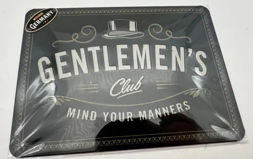 Vintage Blechschild Gentlemaen´s Club Mind your Manners 20x15cm Retro Neu