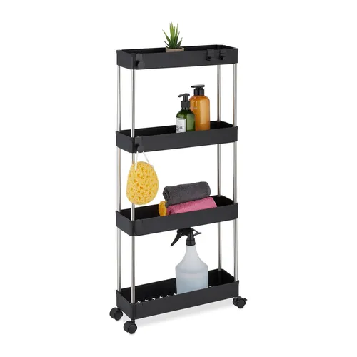 Nischenwagen Küchenregal Rollregal Servierwagen 4 Ablagen Schwarz Küchenwagen