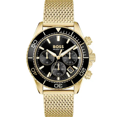 BOSS Herrenuhr Chronograph Sealiner schwarz-gold 1514320 von BOSS