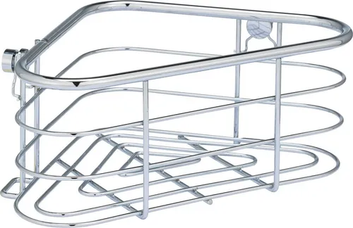 WENKO Eckablage Trestina - Platzsparende Eckablage aus verchromtem Edelstahl, mit tiefem Körbchen für sicheren Stand von Pflegeprodukten, ideal für Bad und Dusche