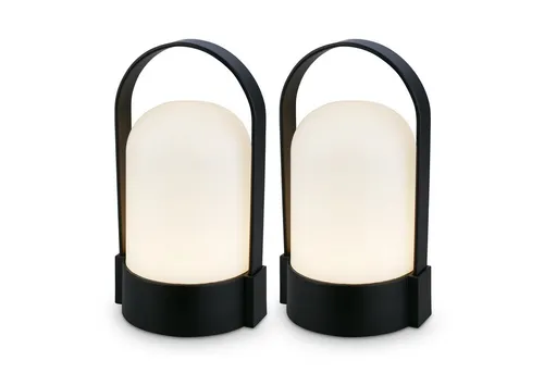 Briloner Asa 2er Set Led Tischlampe Kabellos, Dimmbar, Touch, Usb-c Aufladung, Ip44, Schwarz, 9x8x15,5 Cm