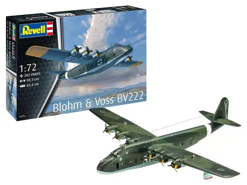 Revell Blohm & Voss BV222 Modellbausatz 1:72 - Flugzeug Modellbausatz im Maßstab 1:72, ideal für Bastler und Modellbau-Enthusiasten, enthält alles für den Bau eines detailgetreuen Propellerflugzeugs.
