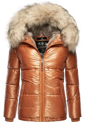 Navahoo Winterjacke Tikunaa warm gefütterte Damen Steppjacke mit Kunstfellkapuze