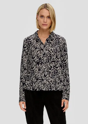 s.Oliver Bluse aus Viskose schwarz 34 - Blusen & Tuniken für Damen, elegante Bluse mit Regular Fit, weicher Viskosequalität und stylischem Allovermuster für einen modischen Look.
