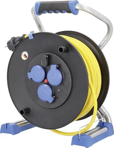 as - Schwabe Xperts Doppelrohr Profi-Kabeltrommel 40 m - Kabeltrommel mit 40 m Panzerleitung, 3 Steckdosen, USB-Port und IP44 Schutz für maximale Sicherheit und Vielseitigkeit im Outdoor-Einsatz.