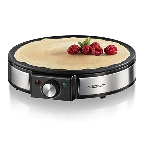 Cloer 6630 Crêpes-Maker - 1200 W, 30 cm große Backfläche, inklusive Teigverteiler und Wender, für perfekte süße und herzhafte Crepes