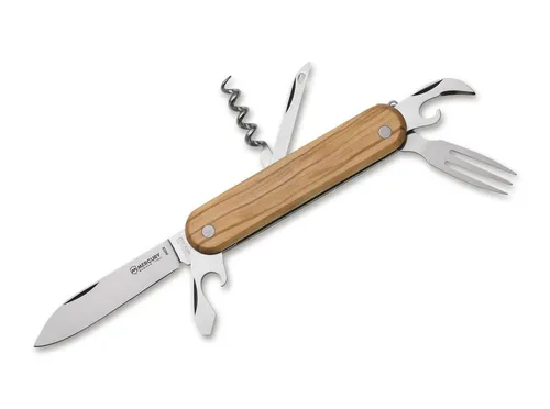 Mercury Taschenmesser 913-6LC Multifunktionsmesser Slipjoint - Taschenmesser aus 420 Edelstahl mit elegantem Olivenholzgriff, ideal für Outdoor-Aktivitäten und vielseitige Anwendungen.