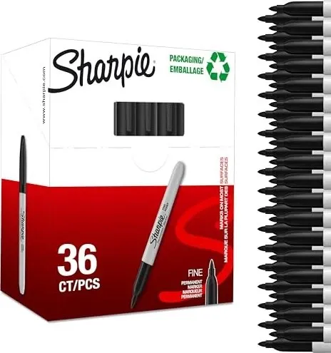 Sharpie Marker Fein Rundspitze 32+4 Vorteilspackung in schwarz von Sharpie