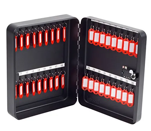 ProfiOffice OfficeForce® Schlüsselkasten mit Zahlencode, Modell Tresor Schlüsselschrank für 36 Schlüssel, Wandmontage, schwarz (20092)