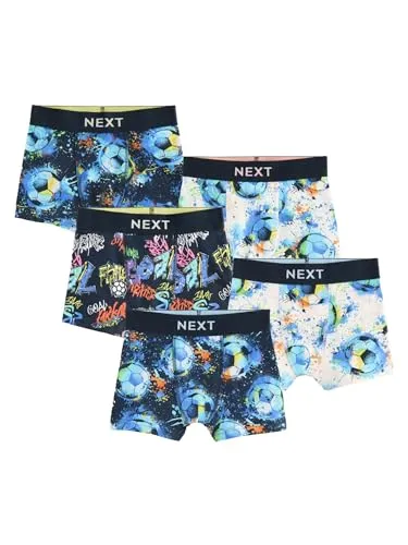 Next Trunk Boxershorts 5er-Pack für Kinder - Hochwertige Kinder-Wäsche im 5er-Pack, aus 95% Baumwolle für optimalen Tragekomfort und mit coolem Fußball-Print, ideal für Jungen von 3-4 Jahren.