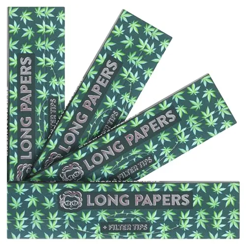 4x Granny's® new Long Papers aus Hanf mit Filtertips aus Baumwolle | 108 x 45 mm | King Size | 36 Blatt ungebleicht | 36 Tips aus Baumwolle | organic paper mit Tips