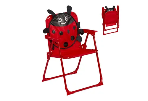 relaxdays Campingstuhl Kinder Klappstuhl mit Motiv (1 St), Marienkäfer