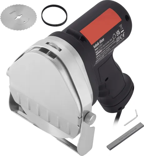 SucceBuy 80 W elektrisches Shawarma-Messer, Gyro-Schneider aus Edelstahl, 2 Klingen, 0–8 mm einstellbare Dicke, Φ4