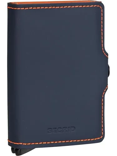 Secrid Twinwallet Geldbörse kartenetui matte nightblue/orange - Hochwertige Herren Geldbörse aus Leder, mit RFID-Schutz und kompaktem Design für sichere Kartenaufbewahrung.