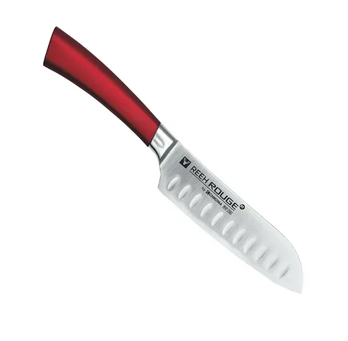 Santoku Kochmesser RR-06 REEH ROUGE by CHROMA - Küchenmesser in Rot/Silber mit ergonomischem Silikongriff für perfekten Halt und präzises Schneiden.