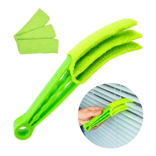 Reinigungsbürste für Jalousien, Rollos und Lamellen, 1 Set, in Grün, kompakte Haushaltsbürste, Reinigungspinsel Möbel, Staubwischer Aufsatz, Staub Bürste Heizkörper, Cleaning Brush, Heizkörperbürste