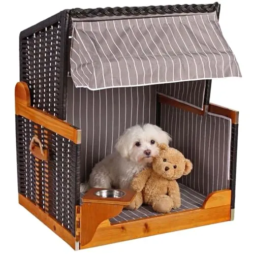 MR. DEKO® Hundestrandkorb Wacholder PE schwarz in grau von MR. DEKO