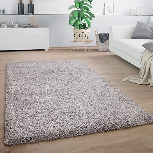 Paco Home Teppich Wohnzimmer, Schlafzimmer/Hochflor Shaggy in versch. Designs Farben und Größen, Grösse:120x160 cm, Farbe:Grau 13