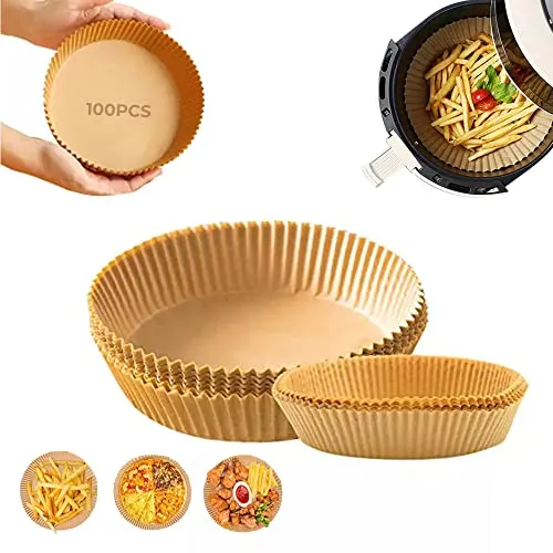 Stück Luftfritteuse-Papier, Luftfritteusen-Backpapier, antihaftbeschichtete Einweg-Luftfritteusenbehälter, Bräter (Größe 16 x 4,5 cm, 16 x 4,5 cm) 100