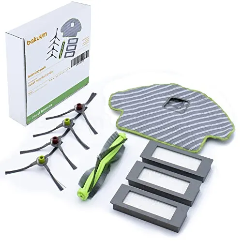 BAKUUM Packung mit 4 Seitenbürsten, 1 Rolle x 1 Mop x 3 HEPA-Filter für iRobot Roomba Combo R1138 / R111840, Ersatzteile und Zubehör für Staubsaugerroboter
