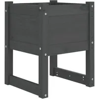 vidaXL Pflanzkübel Grau 40x40x52,5 cm aus massivem Kiefernholz - Garten-Zubehör mit rustikalem Charme, ideal für die dekorative Gestaltung von Gärten, Balkonen oder Terrassen. Robuster Pflanzkübel aus hochwertigem Kiefernholz für langlebige Freude an Ihren Pflanzen.