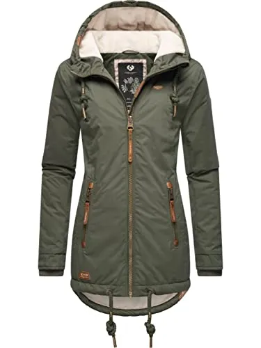 Ragwear Damen Winterjacke Zuzka kurz wasserdicht Dark Olive 4XL - Funktionsjacke, stylisch und warm mit veganer Fütterung, wasser- und windabweisend, ideal für kalte Tage und Outdoor-Aktivitäten.