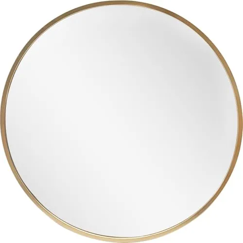 SensaHome – Moderner Wandspiegel im nordischen Design – runder Wandspiegel – Badezimmer-/Schminkspiegel – Gold – 80 cm
