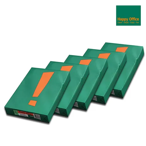 Happy Office Kopierpapier DIN A4 80 g/m² - 5 Packs á 500 Blatt - Kopier- & Universalpapier, ideal für Laserdrucker und Inkjet-Drucker, mit EU-Ecolabel für umweltbewusstes Drucken.