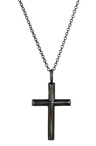 Kuzzoi Exklusive Herren Halskette mit Kreuz Anhänger - Ketten für Herren, handgearbeitete Kette aus 925 Sterling Silber, 60 cm lang, mit markantem 30 mm Kreuz-Anhänger - ideal als Geschenk für Männer.