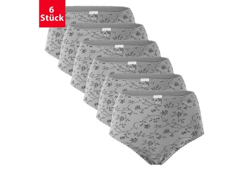 celodoro Taillenslip Damen 6er Pack - Grau mit Blümchen-Muster - Taillenslips aus weicher Microfaser, perfekt für den Alltag und mit elastischem Bund für optimalen Sitz.