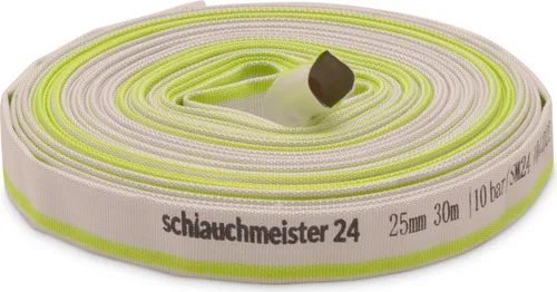 Ø 1 Zoll - 25 mm, 30 Meter Industrieschlauch - Robuster Flachschlauch - Gartenschläuche für vielseitige Anwendungen, mit 10 Bar Betriebsdruck und temperaturbeständig von -20°C bis +60°C. Ideal für Tauch- und Schmutzwasserpumpen, robust und verrotungsfest.