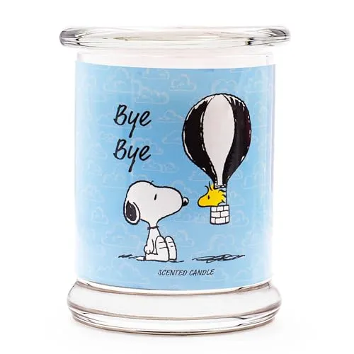 Peanuts Duftkerze im Glas | Version Bye Bye | Duft Vanille | Deko für Zuhause | Kerze im Glas mit hoher Brenndauer bis zu 50h