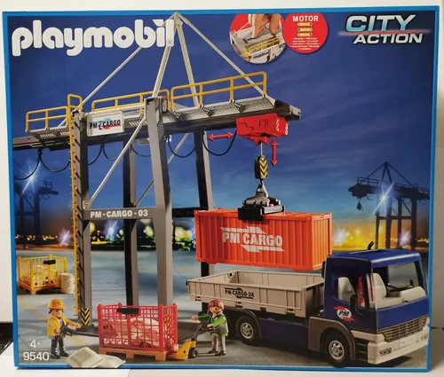 PLAYMOBIL 9540 City Action - Elektrischer Verladekran mit LKW, interaktives Spielset für kreative Abenteuer und Spaß für Kinder