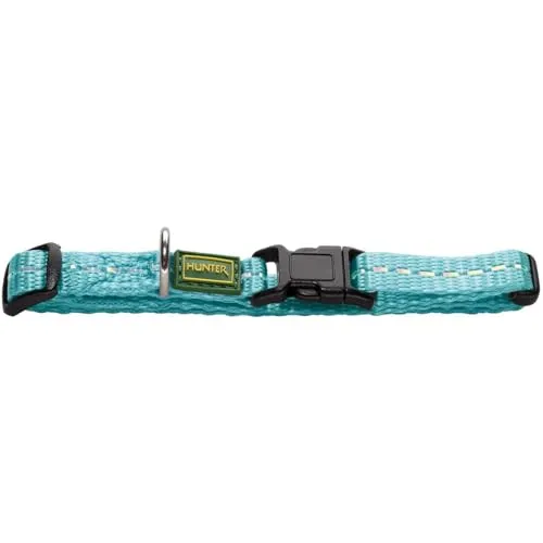 HUNTER TRIPOLI VARIO BASIC Hundehalsung, Hundehalsband, Nylon, reflektierend, Klickverschluss, M, hellblau