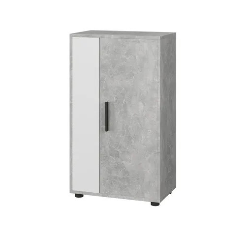 Vicco Highboard Berno, Beton/Weiß, 50.1 x 87.3 cm - Highboard mit 2 Fächern für stilvollen Stauraum, kombiniert Funktionalität und Ästhetik in jedem Wohnraum.