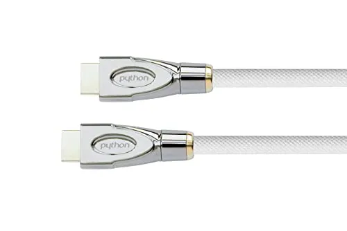 PYTHON Series PREMIUM High-Speed-HDMI Anschlusskabel mit Ethernet - 4K2K / UHD / Ultra HD @ 60 Hz - HDMI 2.0 - KUPFERLEITER, 3D, 3-fach geschirmt, Nylongeflecht - WEISS - 3 m
