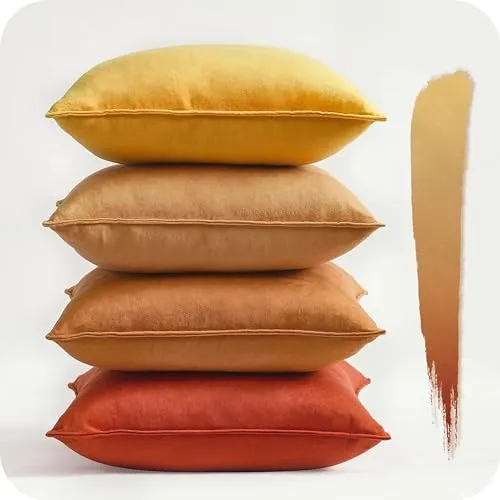 Topfinel Kissenbezug Herbst 45x45 cm, 4er Set, Samt in Farbverlauf
