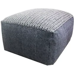 Eckiger Strick Pouf Puff 60cm - Handgefertigter Sitzhocker in Grau - Sitzsäcke, aus 100% Baumwolle handgestrickt, leicht und stabil, ideal als komfortable Sitzgelegenheit oder kreative Dekoration für jedes Zimmer.