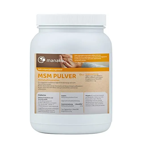 manako MSM (Methylsulfonylmethan) kristallines Pulver, 1000 g Premiumqualität - Dimethylsulfon (MSM) Nahrungsergänzungsmittel mit 99,9% Reinheit, ideal für Gelenke und Haut, ohne Rieselhilfen und in hochwertiger geprüfter Qualität.