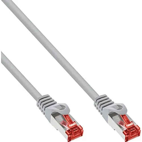 InLine 76900 Patchkabel, S/FTP (PiMf), Cat.6, 250MHz, halogenfrei, Kupfer, grau, 10m