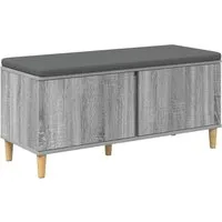 vidaXL Flurbank mit Kissen – Graues Sonoma, 100 x 38 x 46 cm - Moderne Flurbank für den Innenbereich mit viel Stauraum und komfortablem, rutschfestem Kissen. Ideal für Flure, verbindet Funktionalität und stilvolles Design. Langlebige Holzwerkstoffstruktur für täglichen Gebrauch.