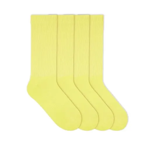 von Jungfeld Tennissocken für Damen & Herren in Gr. 35-46 - Sportsocken (Crew Socks) aus Bio-Baumwolle (DE/NL/SE/PL, Numerisch, 41, 46, Regular, Regular, Butter Yellow (2er Pack))