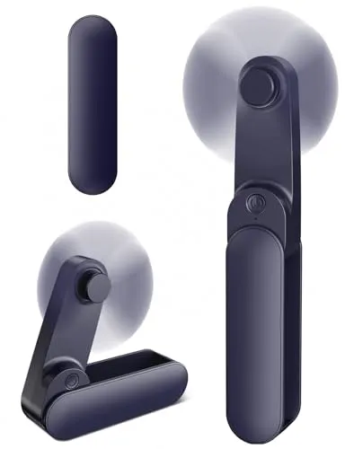 Handventilator Mini - Faltbar, USB Aufladbar, 14 Stunden Akkulaufzeit - Handventilator & Tischventilator, 180° klappbar und ideal für Reisen, Büro und Outdoor. Mit bis zu 14 Stunden Akkulaufzeit und sicherem Design für sorgenfreies Kühlen.