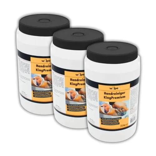 wilpeg® Handcreme Handreiniger KingPremium 3x 3L - Effektive Handwaschpaste für extreme Verschmutzungen - Handcremes: Reinigt porentief und pflegt die Haut mit Sheabutter und Kokosfett, ideal für hartnäckige Verschmutzungen wie Öle und Farben.