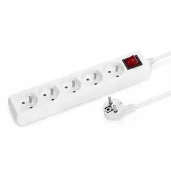 Montis Verlängerungskabel 1,5 M, 5 Steckdosen, Weiß, Ip20, 16 A, 230 V, Ein/aus