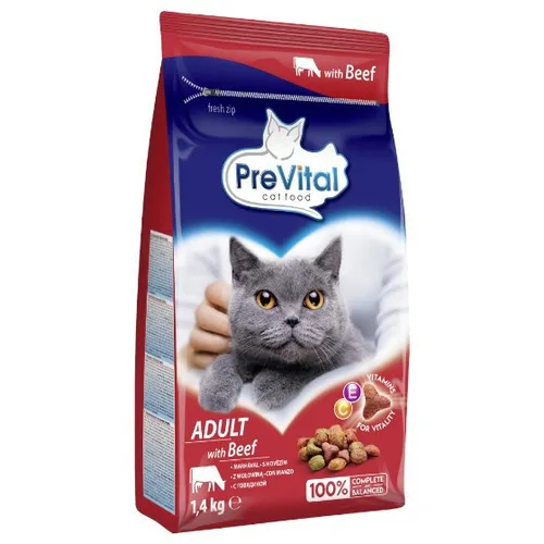 PREVITAL Cat Food Adult mit Rind - Trockenfutter für Katzen - 1,4 5999566111150