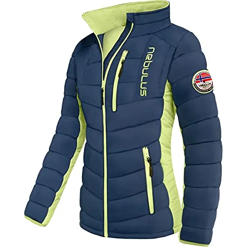 Nebulus Damen Jacke GRAFFITY, warme Outdoorjacke, praktische & vielseitige Übergangs- & Winterjacke, navy-lime_green - M/38