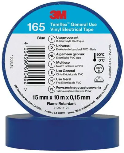 3M PVC Elektro-Isolierband 165BL1E Temflex165 blau15X10