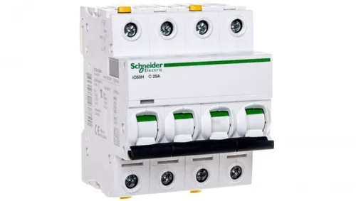 Wyłącznik nadprądowy 4P C 25A 10kA AC iC60H-C25-4 A9F07425 - Leitungsschutzschalter für maximale Sicherheit, schützt bei 25 A und 10 kA, ideal für industrielle Anwendungen mit AC-Strom.