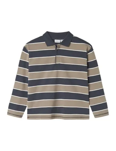 NAME IT Jungen Nkmollie Ls RLX Stripe Polo Bf, Roasted Cashew, 134/140 cm